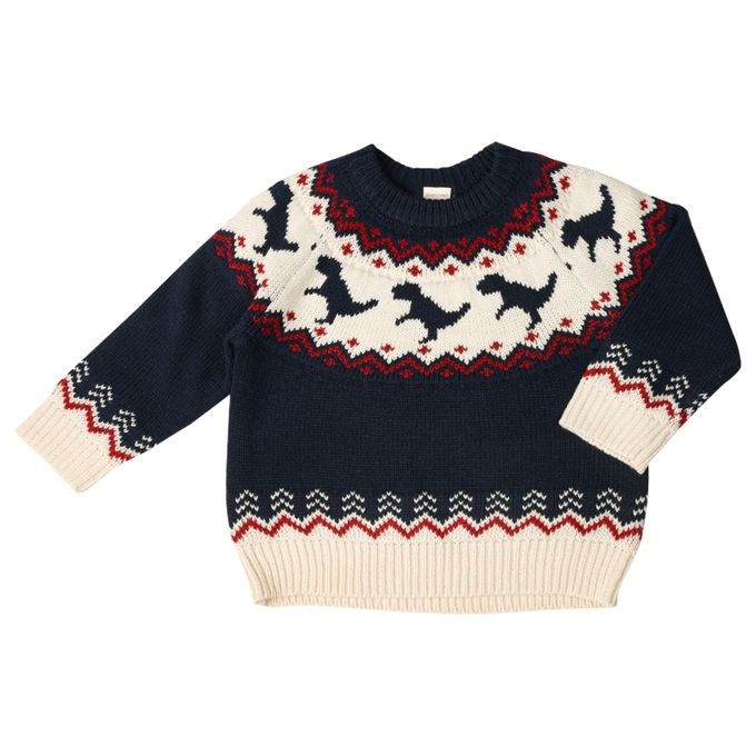 akachan honpo - 針織休閒上衣-恐龍-深藍色