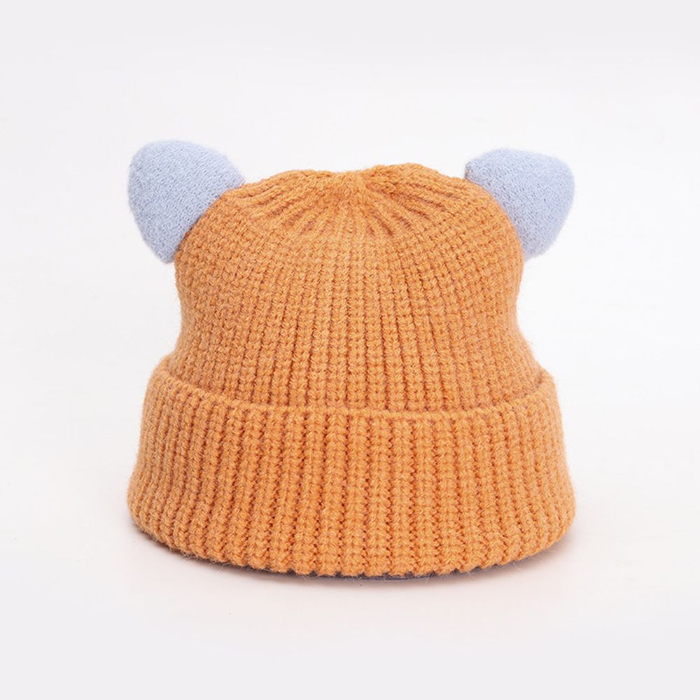 糖果貓耳針織帽-橙色 (44-48CM（24M）)