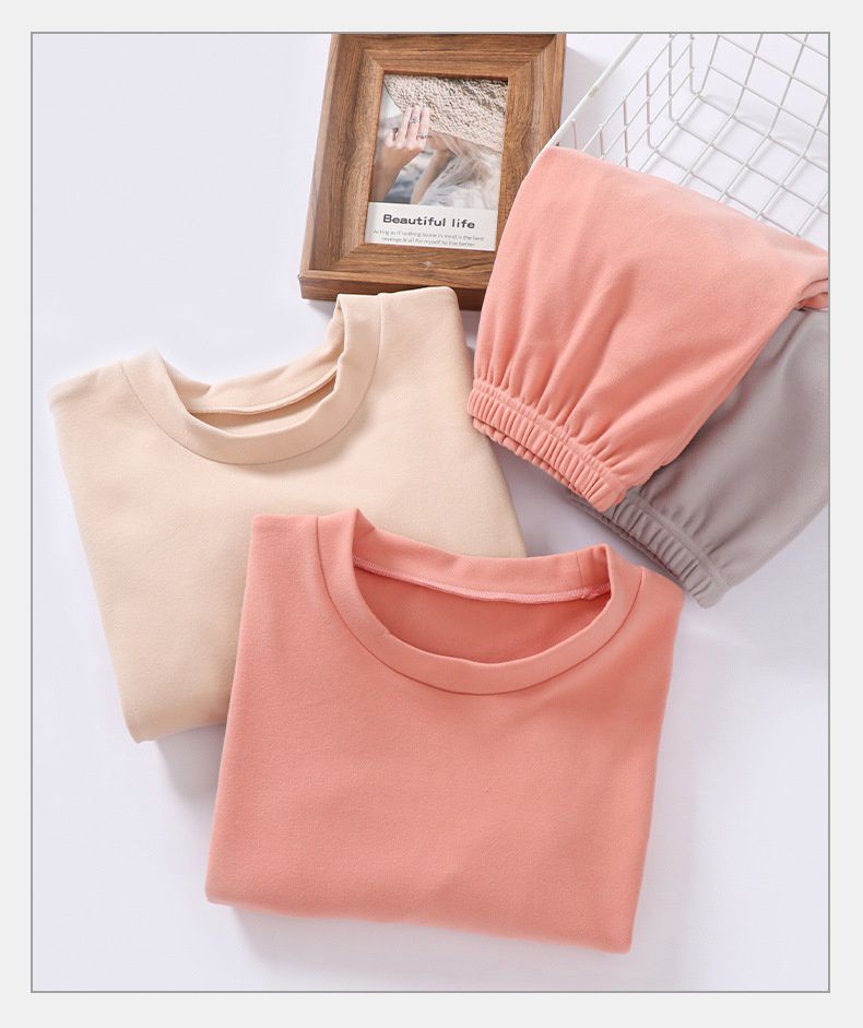 MAMDADKIDS - 加厚保暖長袖家居服套裝-杏+灰