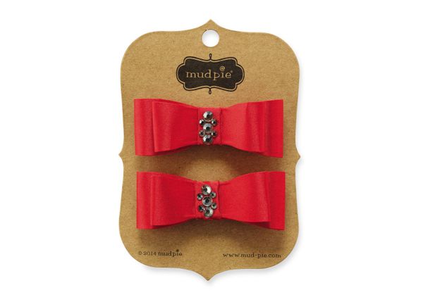 美國 Mud Pie - 兩入組髮夾-鑲鑽紅 (單一尺寸)