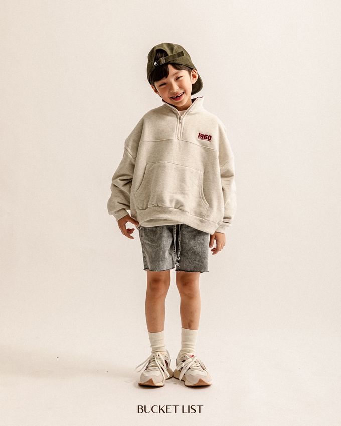 韓國 BUCKET LIST - 1960拉鏈領運動大學T-燕麥