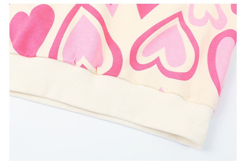 不規則翻領長袖上衣-滿版愛心-綠色