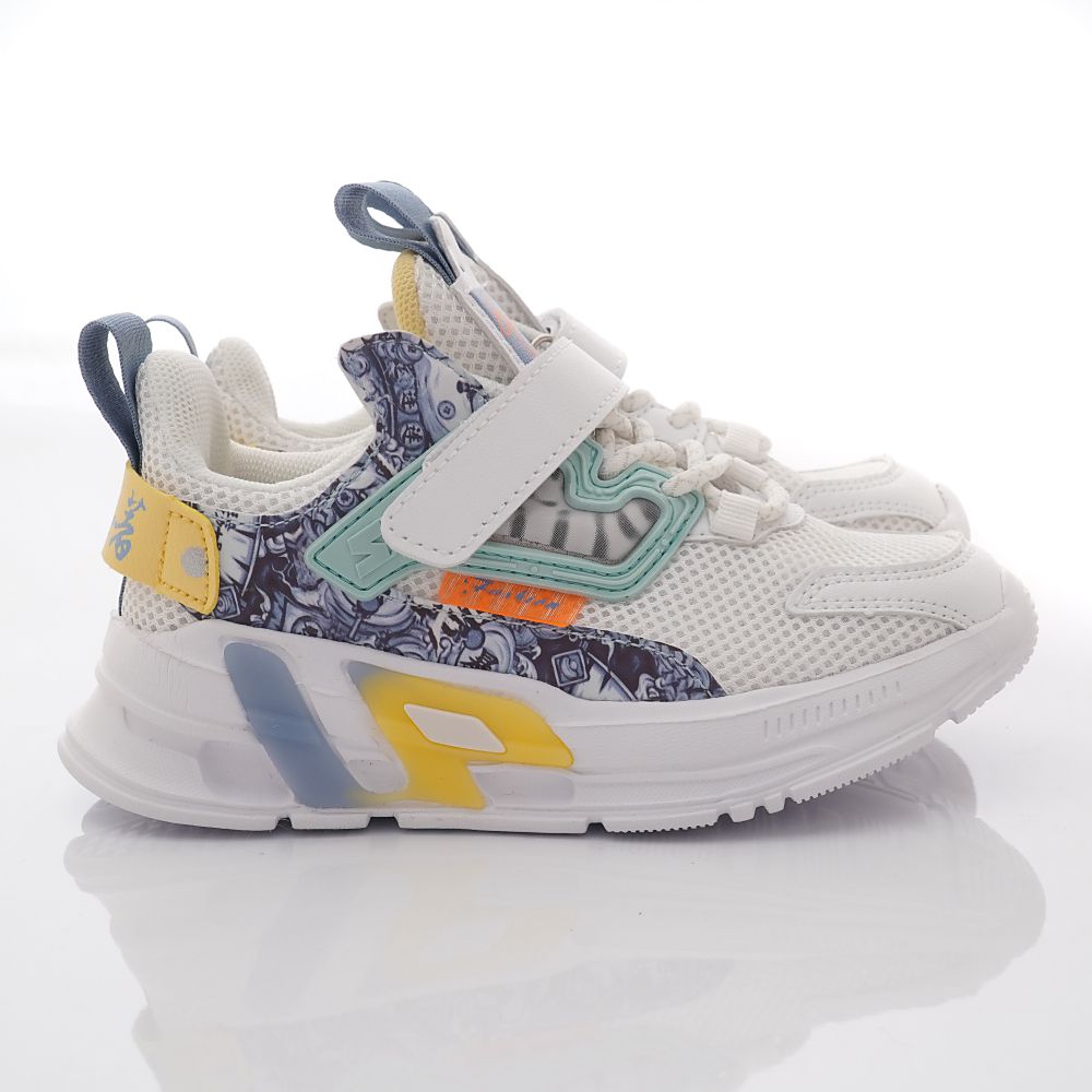 輕巧運動款(中大童段)-運動鞋-白綠