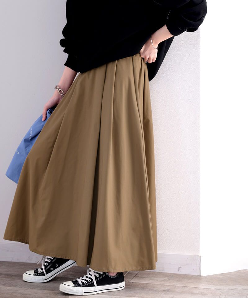 日本 Classical Elf - 修身剪裁垂墜感長裙-深卡其
