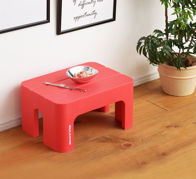日本squ+ - Decora step日製長形多功能墊腳椅凳(耐重100kg)-紅 (高30cm)