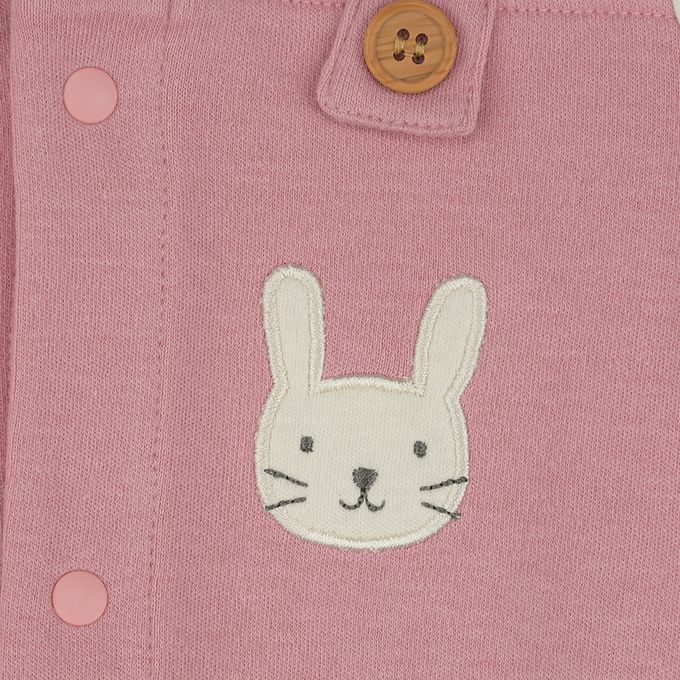 akachan honpo - 長袖連身衣-腿部寬鬆款 兔子-酒紅色 (50~60cm)