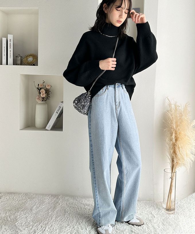 日本 Classical Elf - 氣質簡約開叉高領毛衣-象牙白