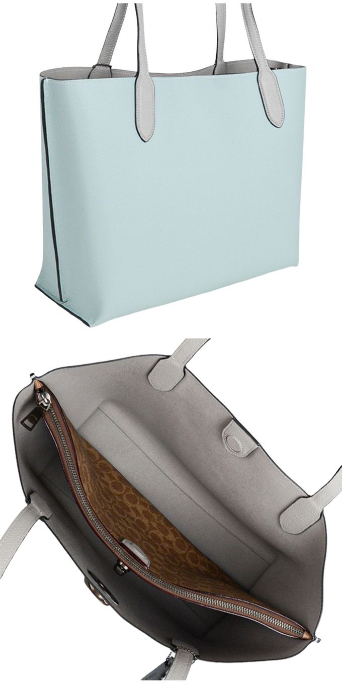 COACH - 拼接皮革托特包 (水藍)