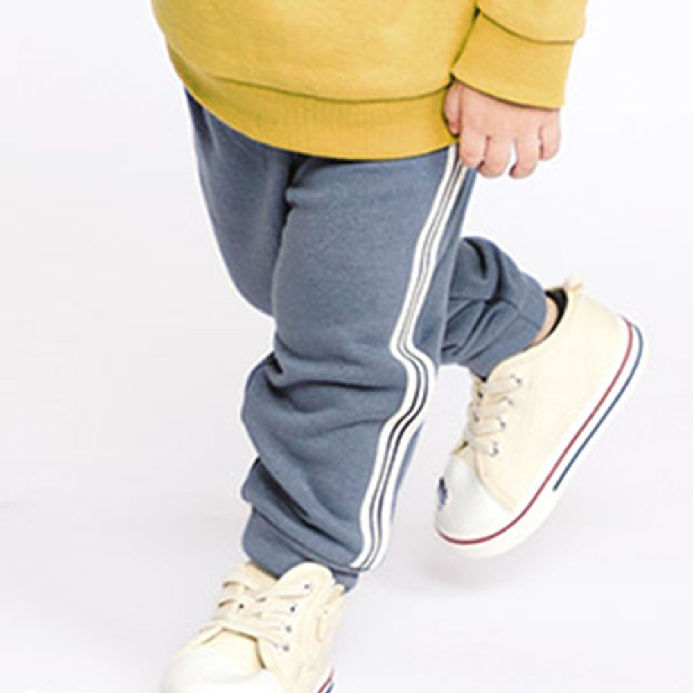 百搭舒適彈力長褲-縮口線條-水藍