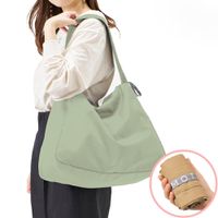日本 MOTTERU - 輕巧折疊保冷肩背包/購物袋(可機洗)-煙燻綠 (17L)