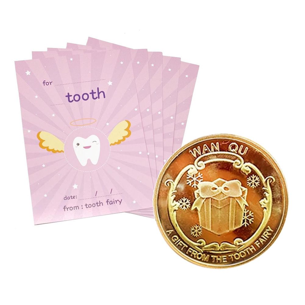 MangoBanana - 牙仙子收藏金幣5入組(粉袋款)-禮物-贈牙仙子金幣蒐集卡-粉