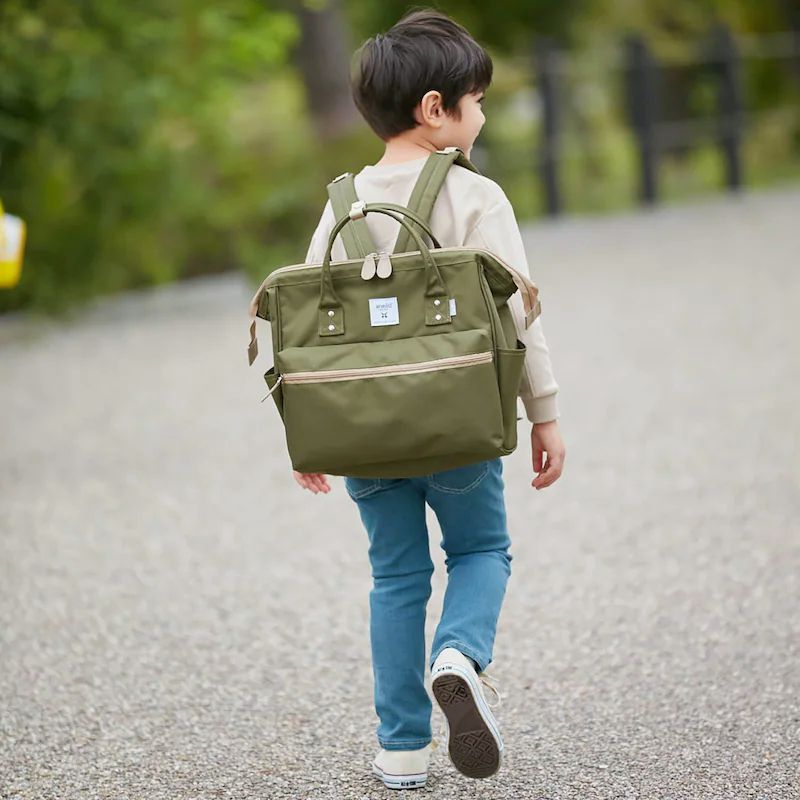 日本千趣會 - Anello GITA聯名大開口兒童寬版水平後背包/書包-黑