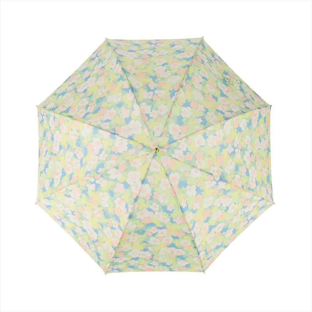 日本 nifty colors - 抗UV輕量 晴雨兩用J型手把直傘-春日綻放-綠橘 (直徑90cm/244g)