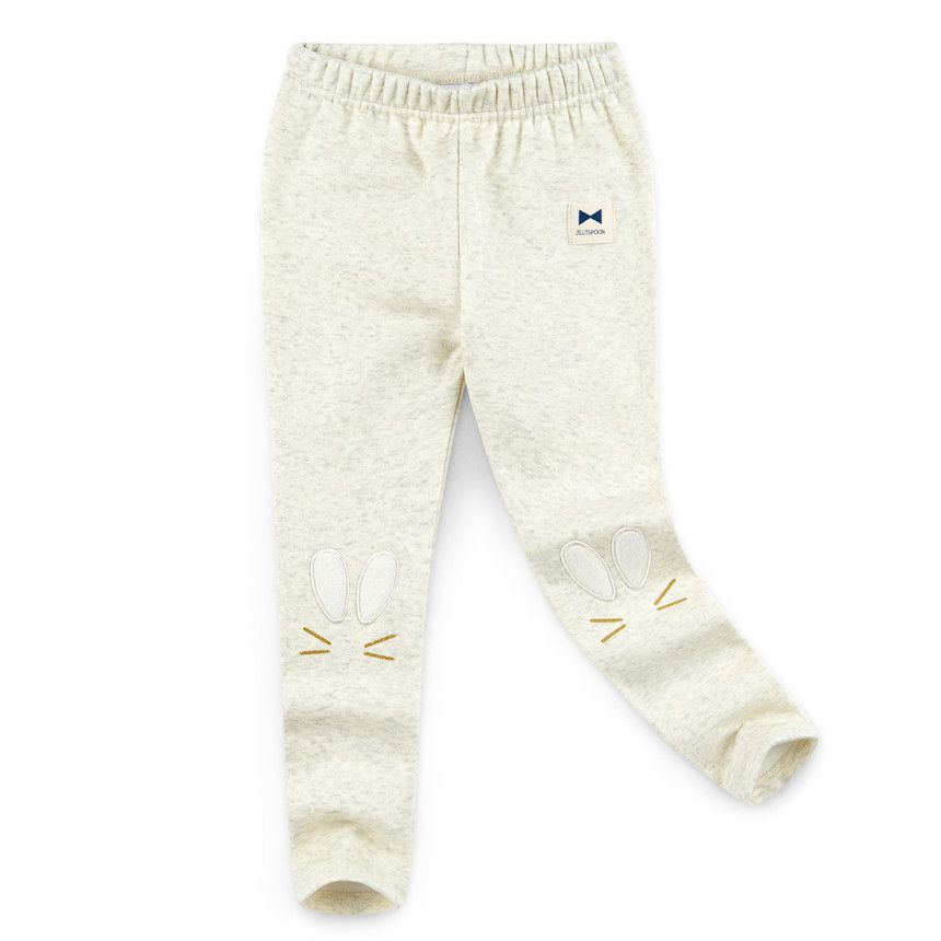 韓國 Jelispoon - (內刷毛)小兔子耳朵內搭褲-深藍