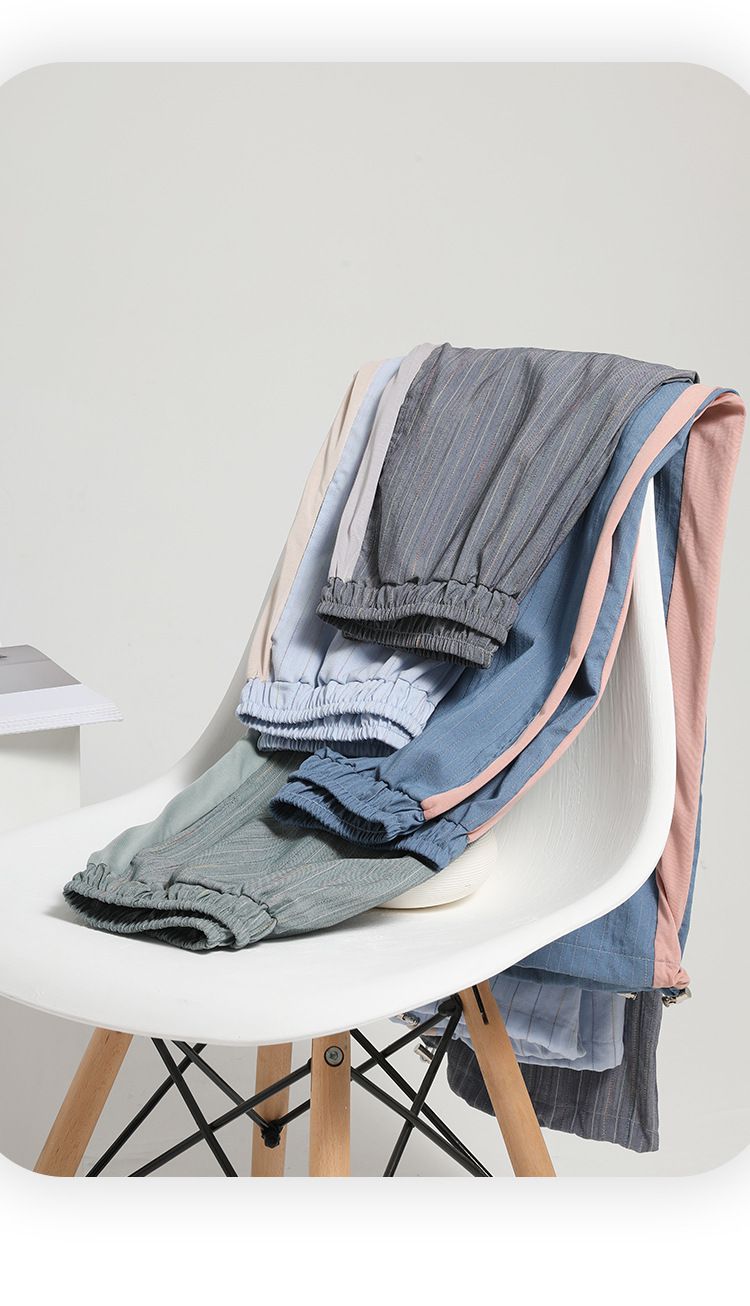 莫代爾圓領短袖家居服套裝-粉+藍