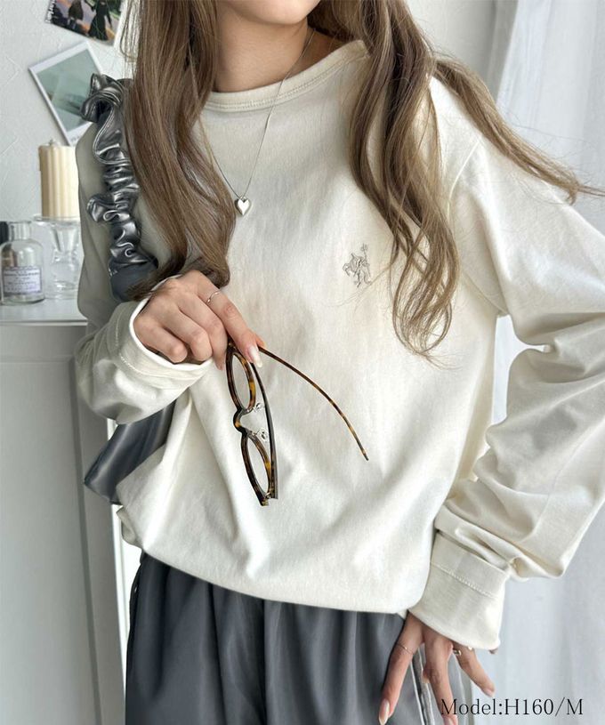 日本 Classical Elf - 素雅logo刺繡純棉薄長袖上衣-黑