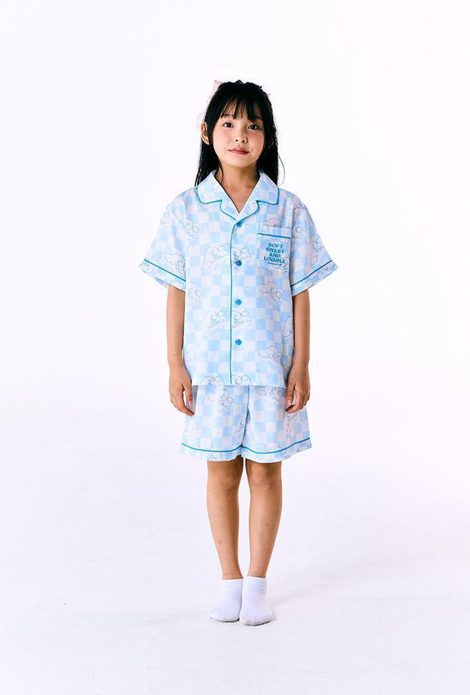 韓國童裝代購 - SPAO KIDS短袖睡衣套裝-卡通人物大耳狗-淺藍