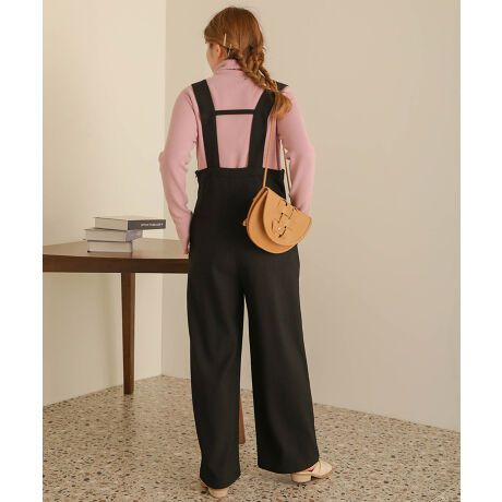 日本 Bab - 文藝少女歐風吊帶褲-格紋-卡其