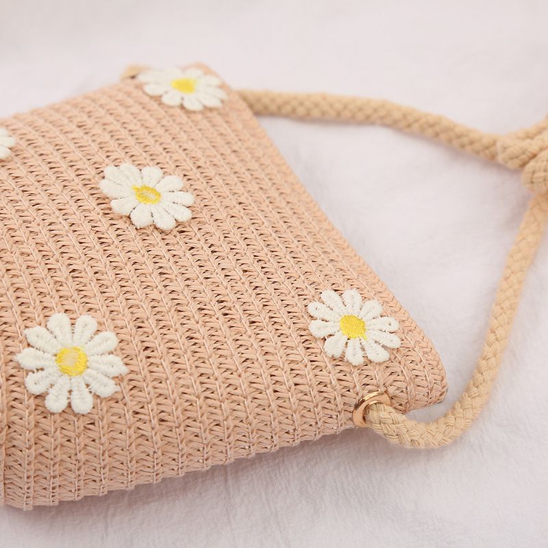 小仙女不規則大帽簷草帽/遮陽帽(附小背包)-編制花-杏色 (建議2-8歲)