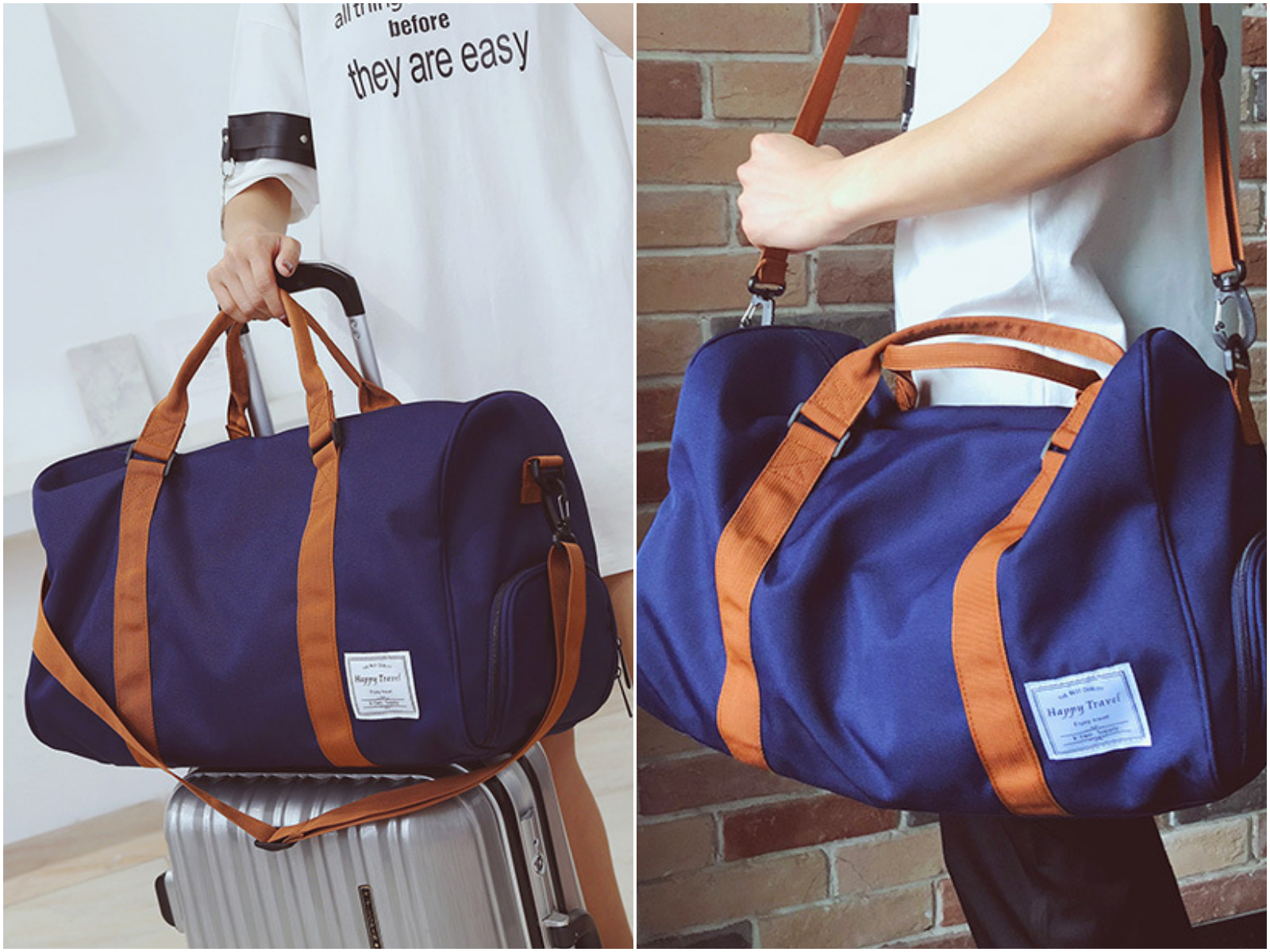 牛津布2way側背包-卡其棕