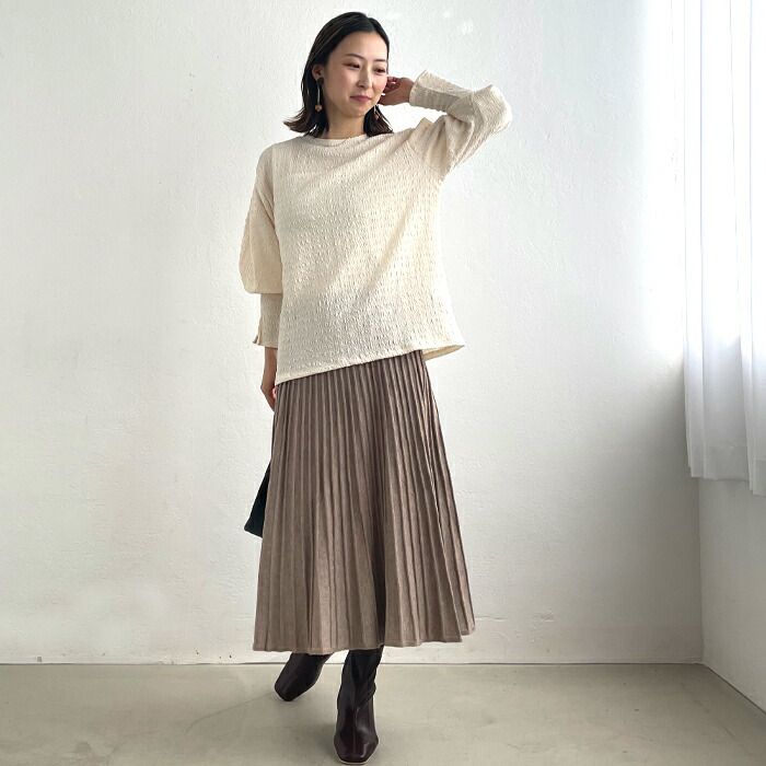 日本 ihuu - 百搭氣質針織百摺裙-灰