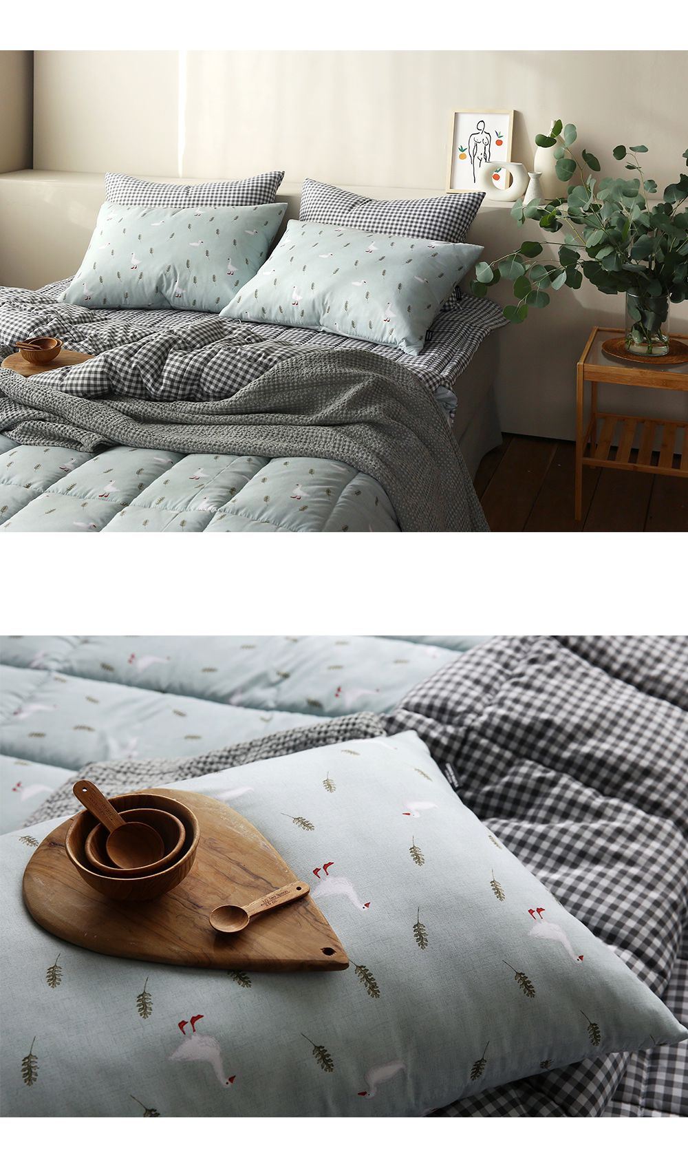 韓國 Maatila - 可水洗超細纖維桃皮感棉被-藍色鴨鴨