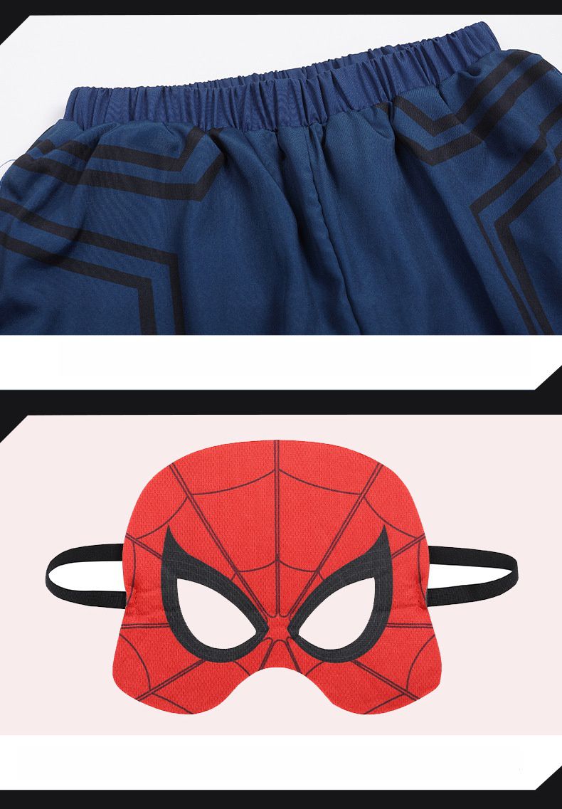 運動風造型套裝/萬聖節-卡通人物美國隊長(送軟面具)-藍色