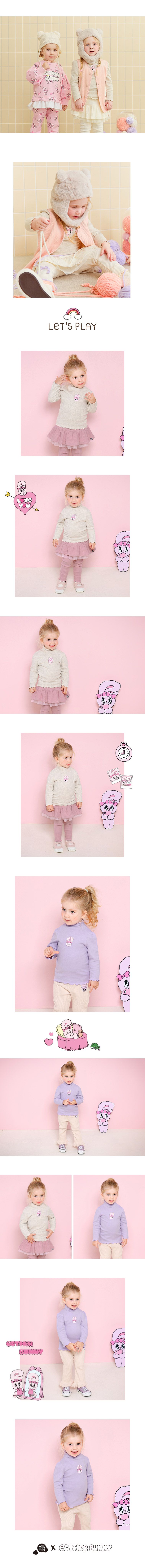 韓國 milk mile - (聯名款)卡通印木耳捲邊長袖上衣-淺紫