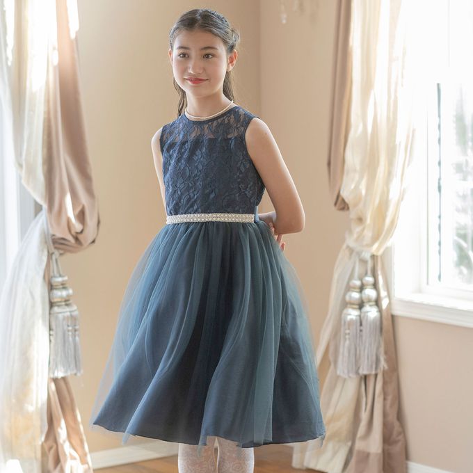 日本 Catherine Cottage - 夢幻珍珠點綴薄紗洋裝/小禮服-粉橘