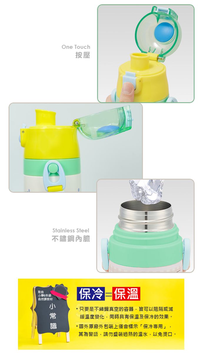 日本 SKATER - 兒童不鏽鋼直飲保溫水壺(470ml)-巧虎Friends