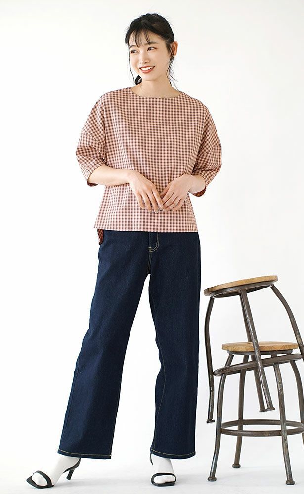 日本 zootie - 文藝復古格紋澎澎短袖上衣-黑x白