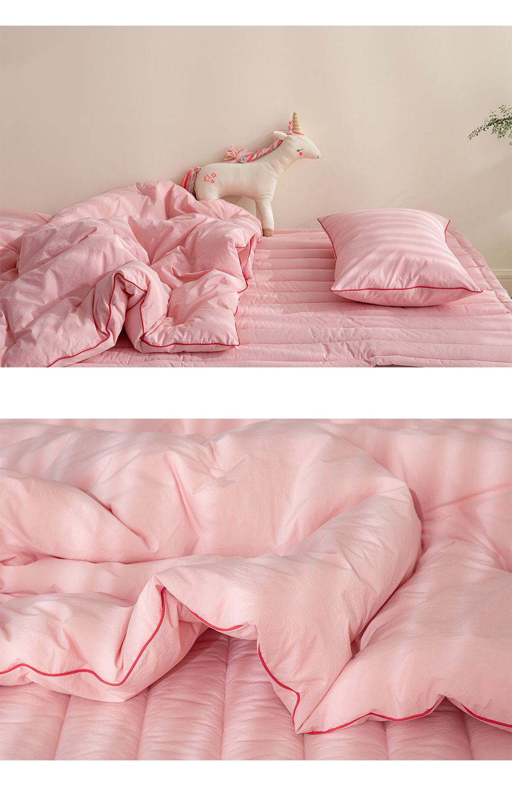 韓國 Maatila - (兒童款)可水洗高密度純棉棉被-草莓粉