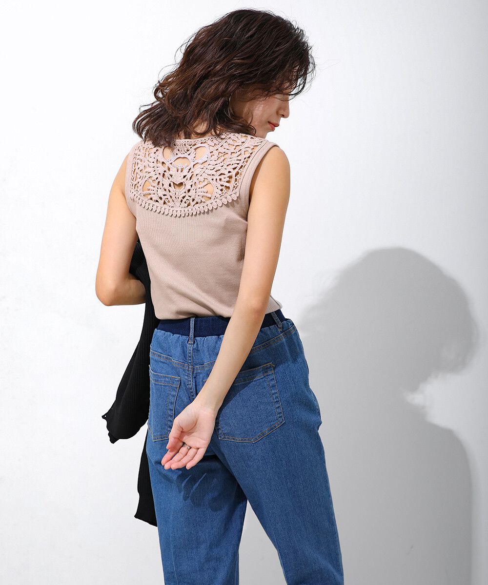 日本 Bab - 蕾絲拼接無袖上衣/大內搭背心-白
