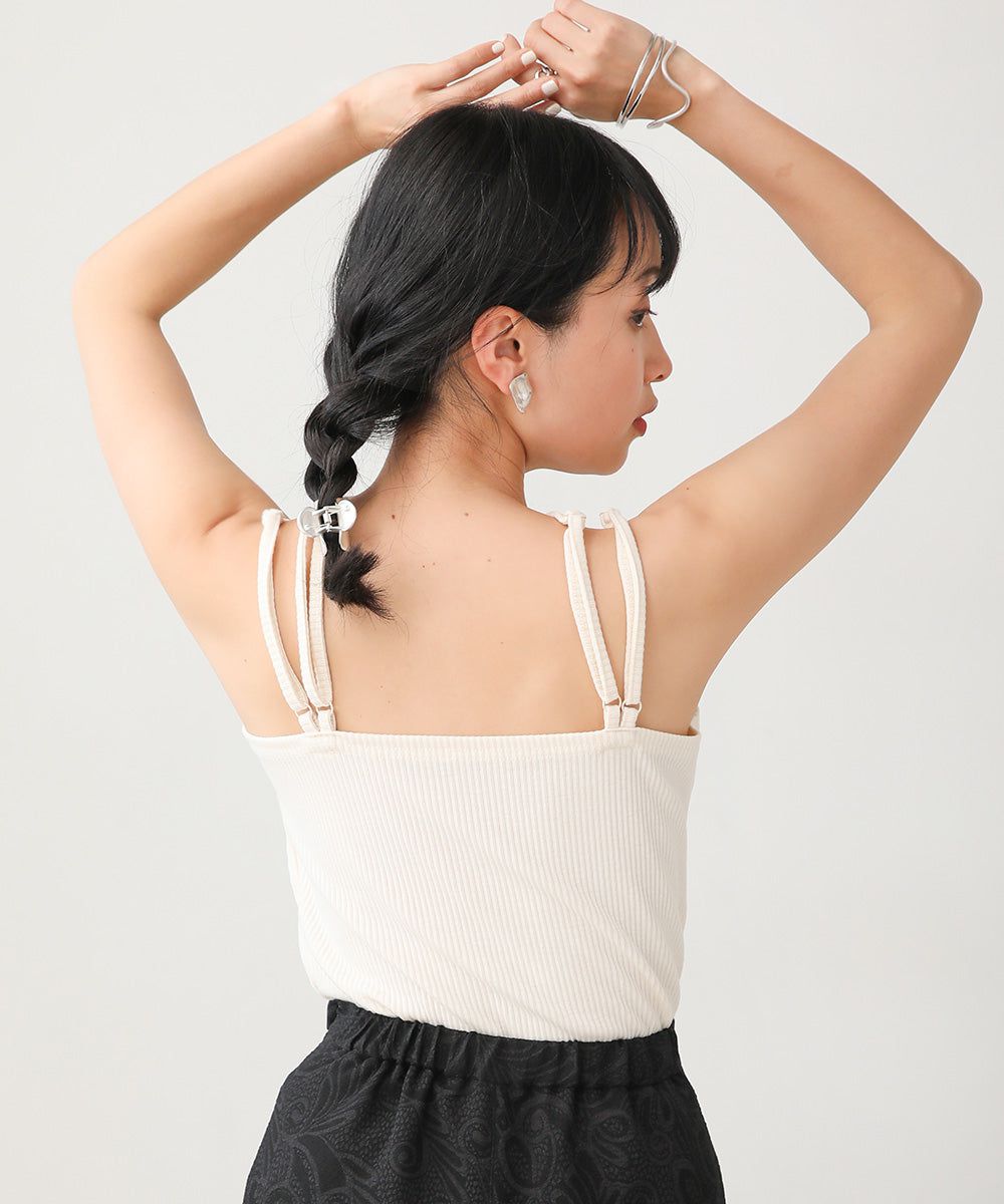 日本 Bab - 2WAY羅紋彈性內搭(附bra)-黑