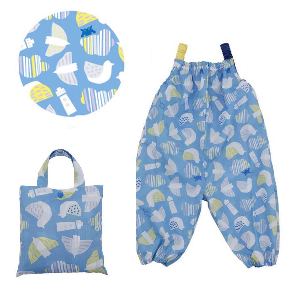 日本 kukka hippo - 兒童童遊戲服/玩沙衣(附收納袋)-藍天海鷗 (90cm)