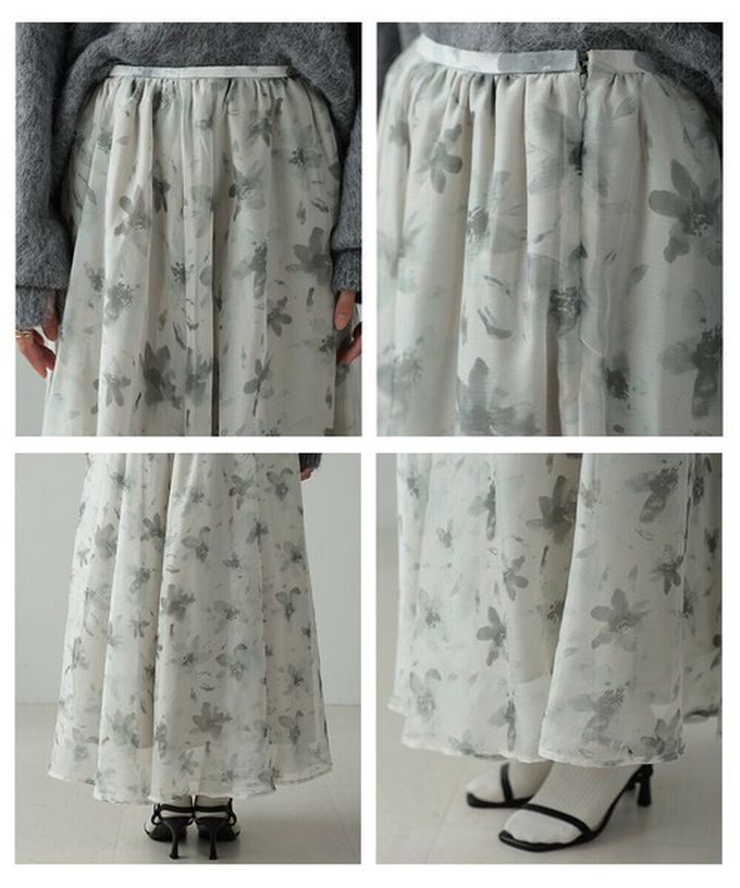 日本 Bab - 溫柔印象花卉雪紡長裙-米黃