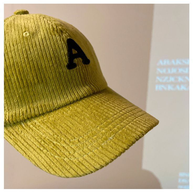 燈芯絨鴨舌帽-黃色 (帽圍52-54CM/建議年齡3-10歲)