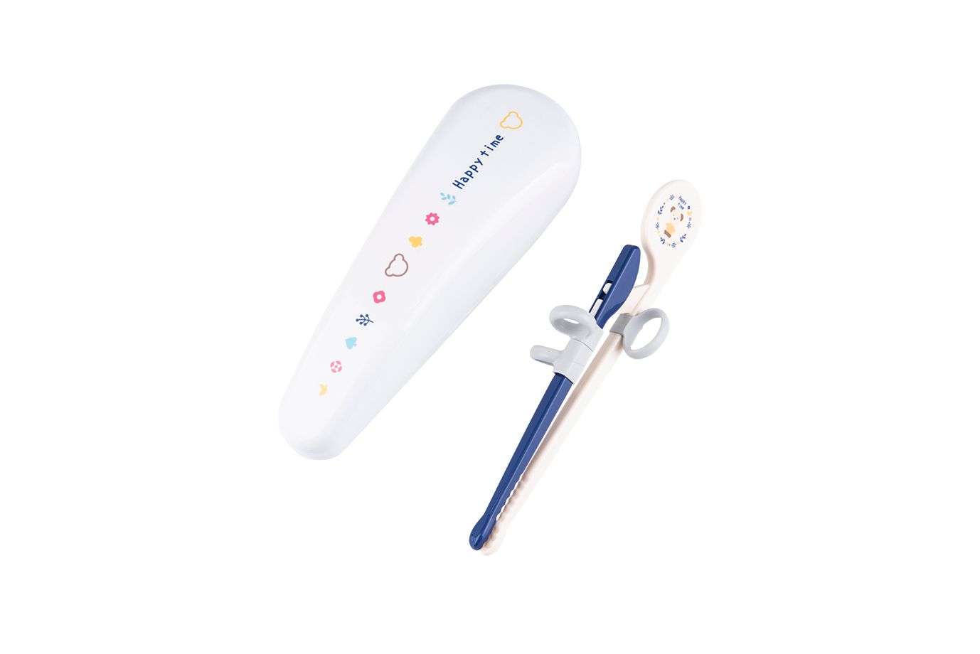 日本 Richell 利其爾 - 兒童學習筷第一階段-適用於2.5歲以上-藍-1組/入