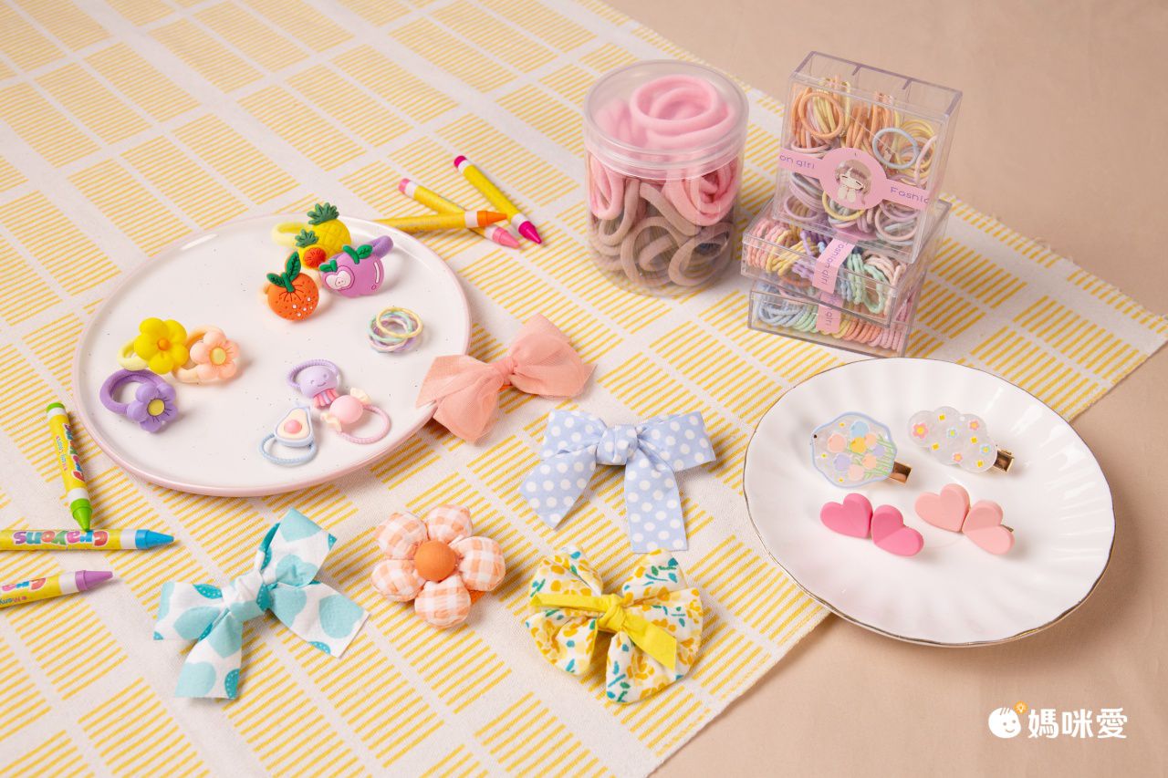 甜美印花布藝髮夾2件組-小花-粉色