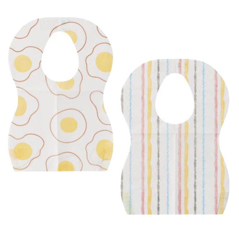 用餐圍兜 拋棄式40入-蛋 直條紋