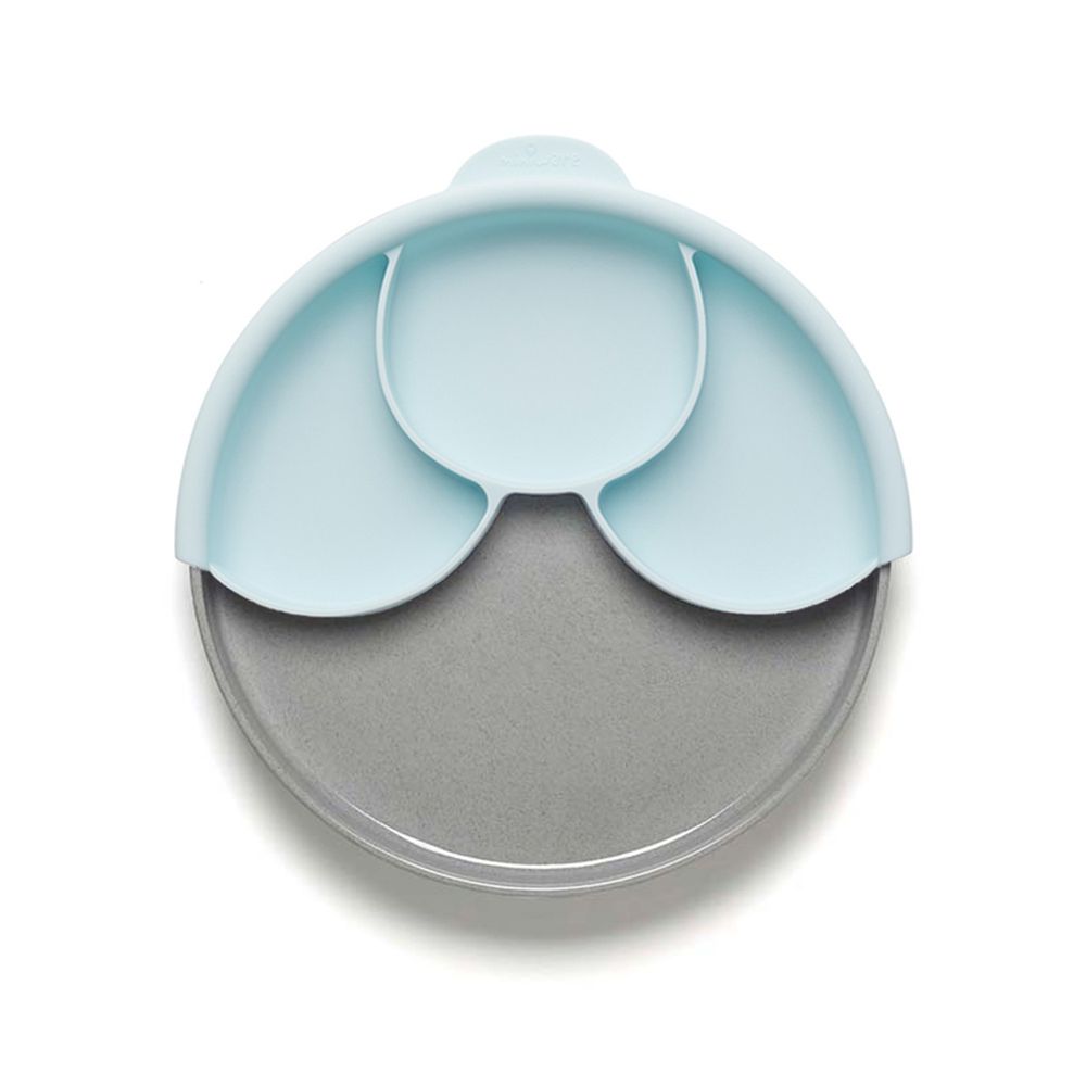 美國 Miniware - 微兒天然寶貝用品系列-聰明分隔餐盤組-芝麻薄荷綠-竹纖維麵包盤*1 矽膠分隔盤*1 矽膠防滑吸盤*1