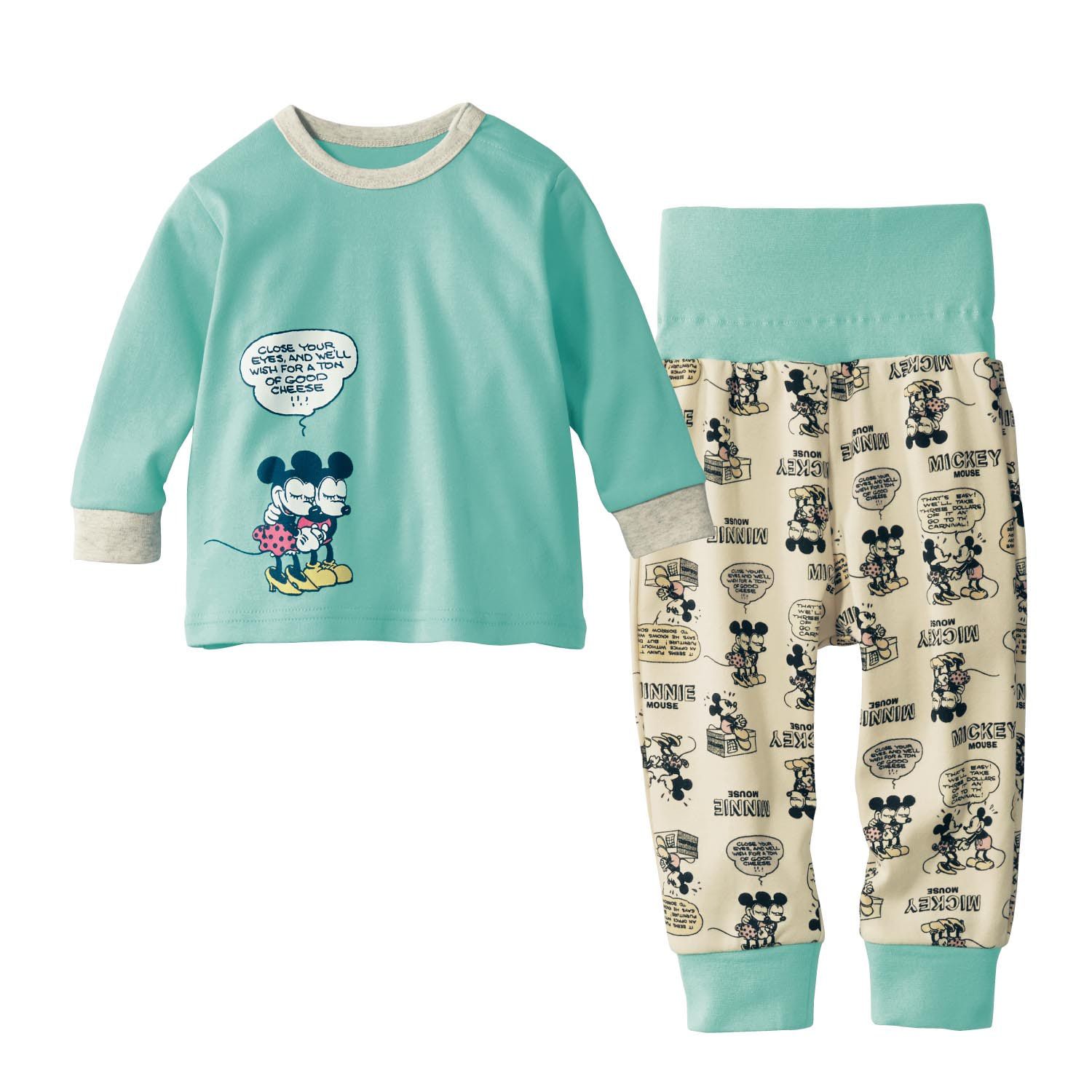 日本千趣會 - 迪士尼 兒童腹卷長袖家居服-米妮花花-粉紅