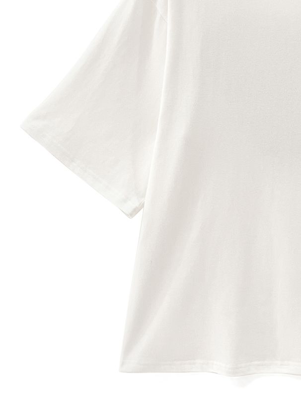 日本 GRL - 純棉落肩休閒長版短T-愛心英文-白