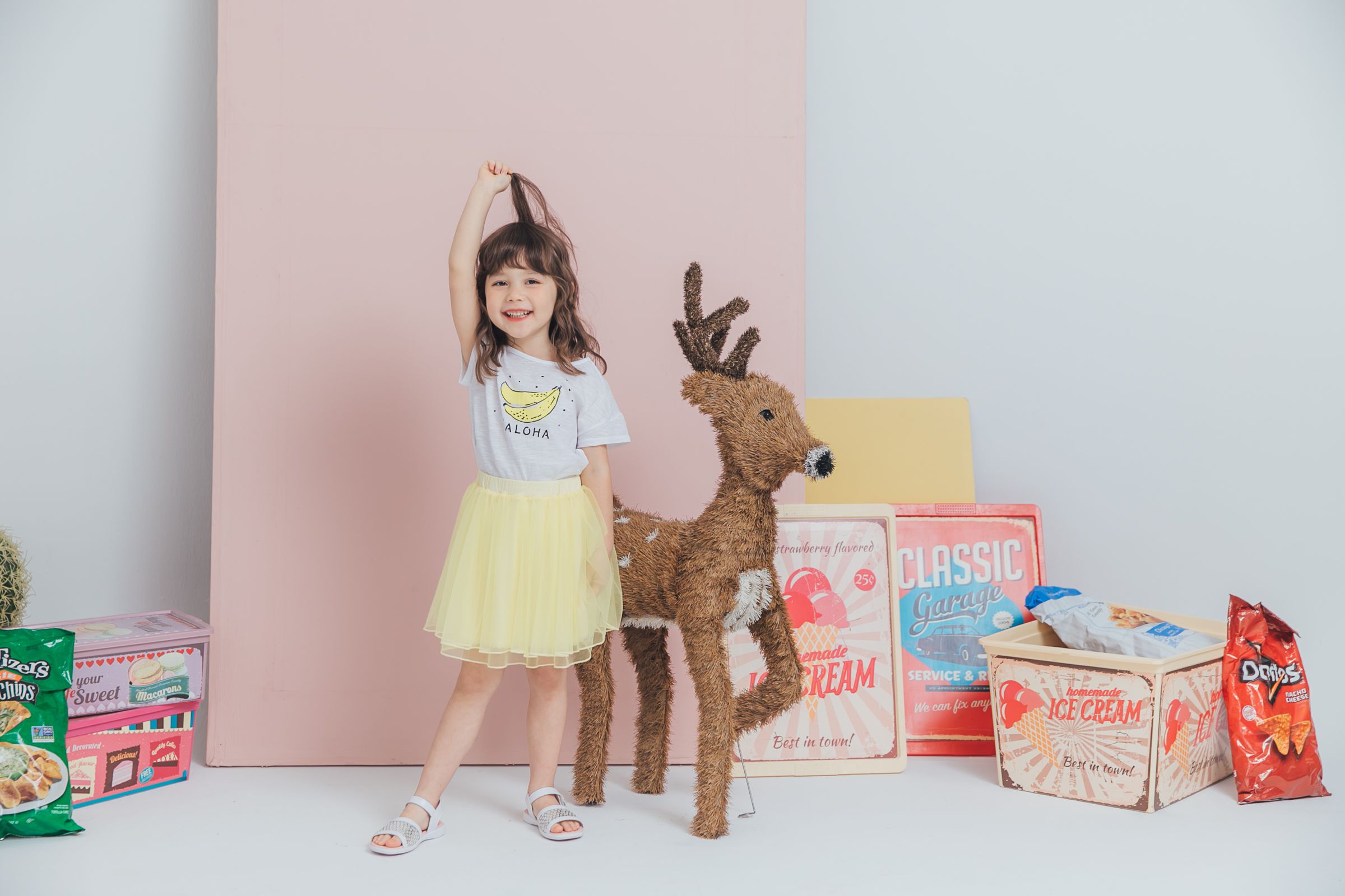 Peachy - 北鼻款*獨家訂製綿柔空氣紗裙-短裙款-嫩鵝黃