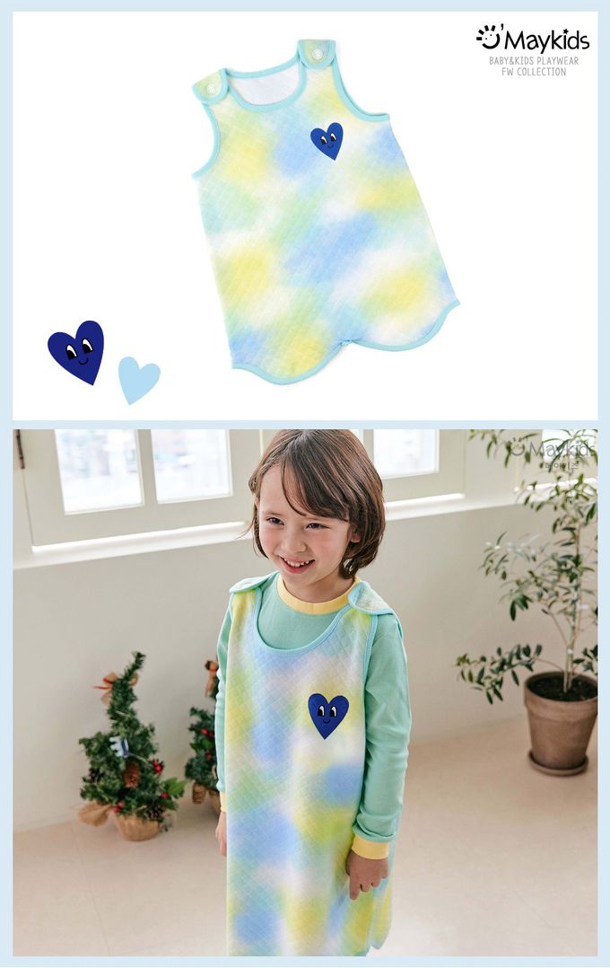 韓國 Maykids - 雲彩愛心保暖防踢被-藍