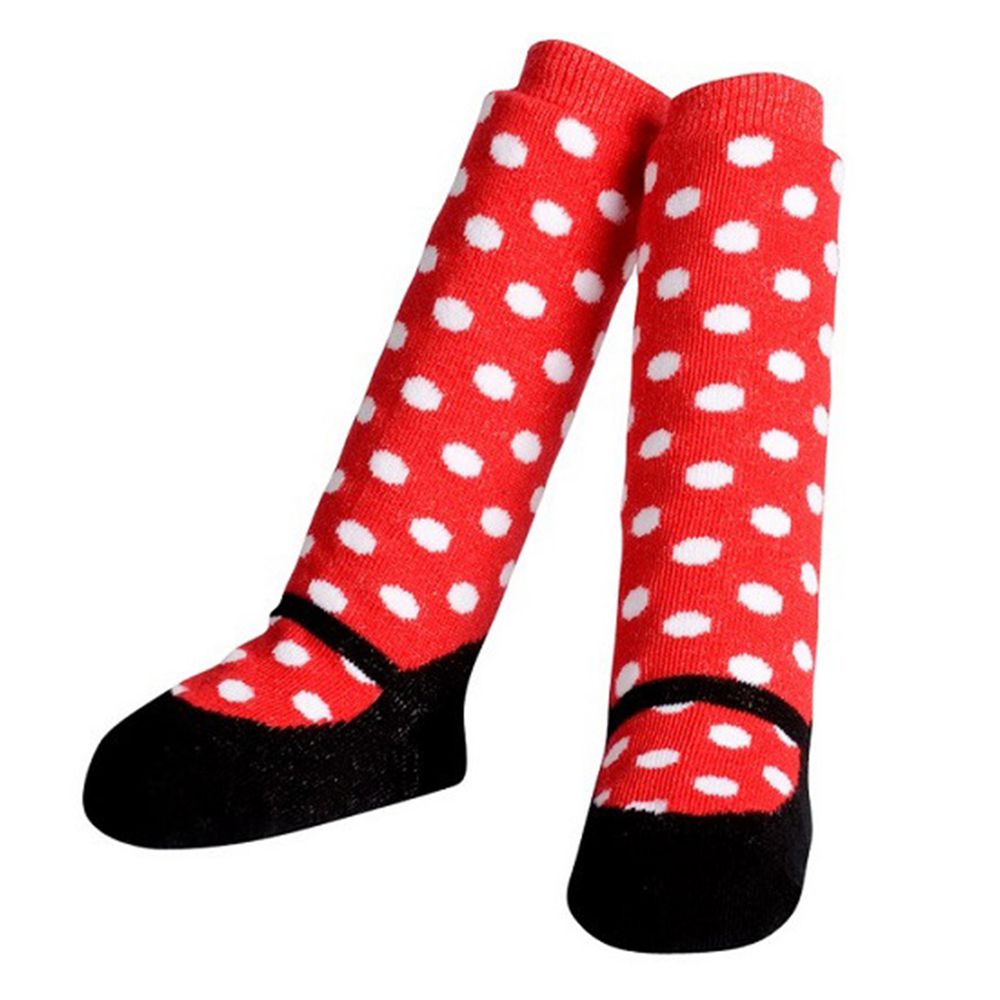 美國 Jazzy Toes - 時尚造型棉襪單入組-俏皮點點紅襪