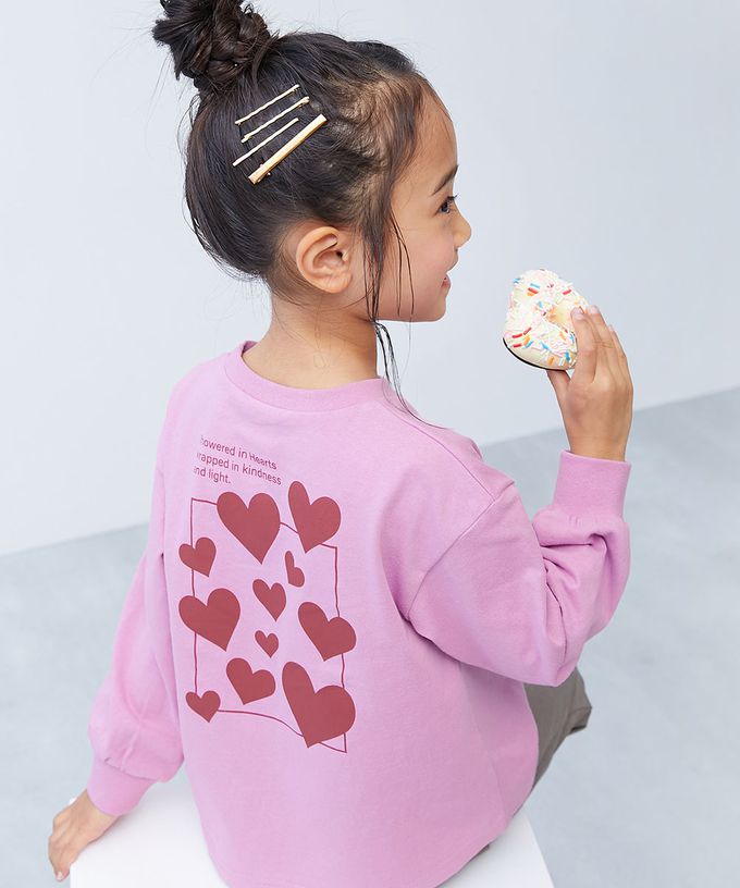 日本 devirock - 100%棉 定番女孩印花長袖上衣-兔兔-淺灰