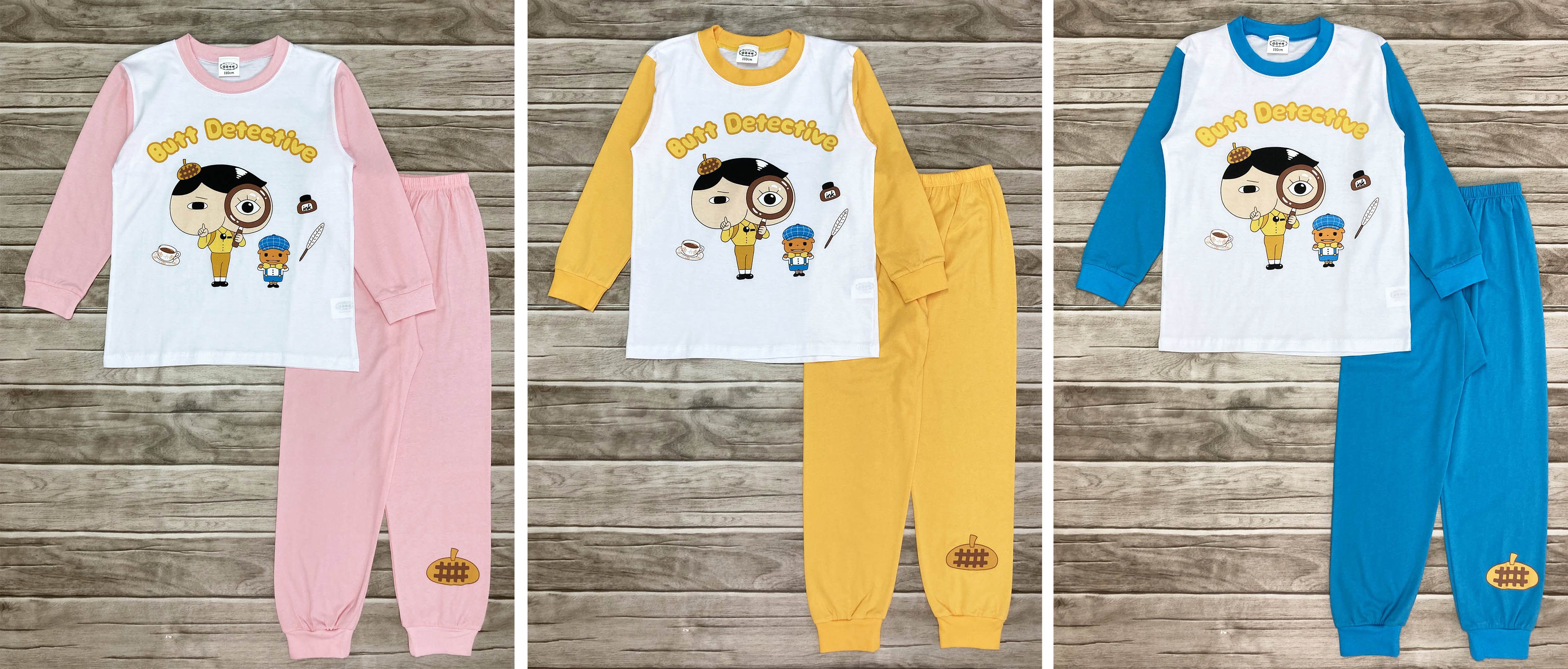 屁屁偵探 - 100%純棉兒童春秋套裝-黃