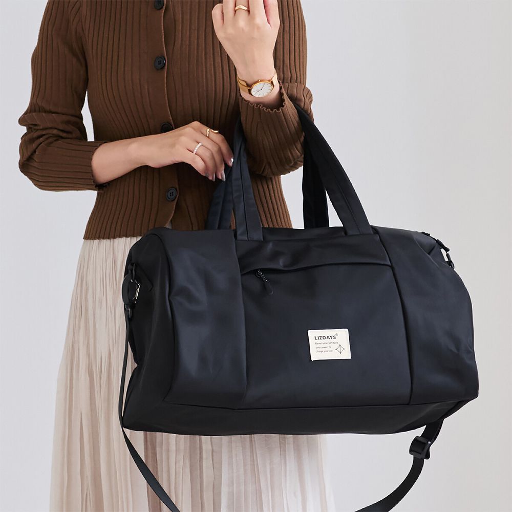 2way大容量防潑水輕盈波士頓包(登機包)-黑 (47.5x27x18cm)