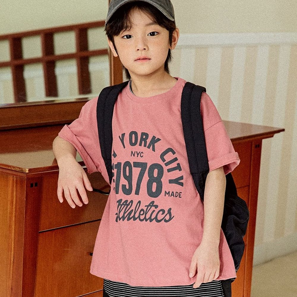 W.S.B. 純棉短袖上衣-NYC文字印-咖啡紅